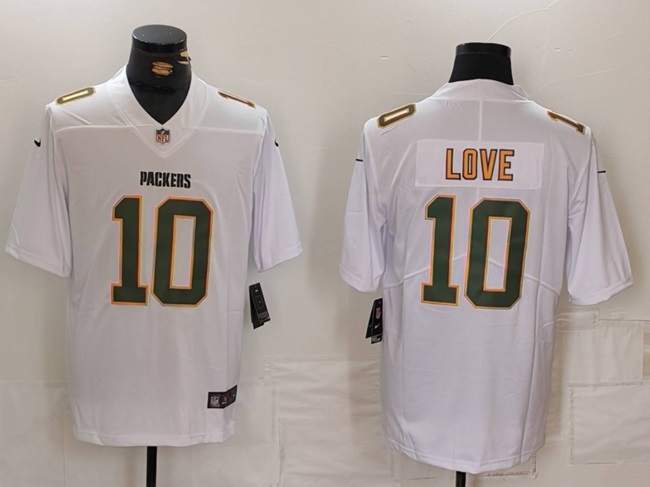 Men's Green Bay Packers #10 Jordan Love White Fashion Vapor Limited Stitched Football Jersey